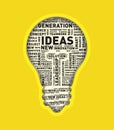 Vector word cloud of ideas light bulb Royalty Free Stock Photo