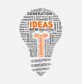 Vector word cloud of ideas light bulb Royalty Free Stock Photo