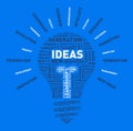 Vector word cloud of ideas light bulb Royalty Free Stock Photo