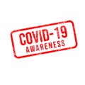 Vector illustration of the word Covid-19  Coronavirus disease 2019  awareness in red ink stamp Royalty Free Stock Photo