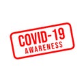 Vector illustration of the word Covid-19  Coronavirus disease 2019  awareness in red ink stamp Royalty Free Stock Photo