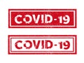 Vector word COVID-19 Coronavirus red ink stamp seal dangerous message Royalty Free Stock Photo