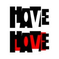 Vector of word HATE and LOVE