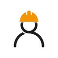 Vector worker icon. Stylized logo of construction worker in hard hat. Engineering sign Royalty Free Stock Photo