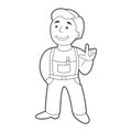 Vector worker man in cartoon style. Royalty Free Stock Photo