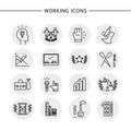 Vector working icons set on white background.