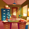 Vector working space of detective, office room interior Royalty Free Stock Photo