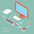 Vector workplace in flat style Royalty Free Stock Photo