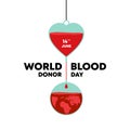 vector World blood donor day, Medical sign on June 14. Vector illustration. Metaphor of human bloods donation for humanity Royalty Free Stock Photo