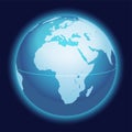 Vector World Globe Map. Africa, Mediterranean Sea, Arabian Peninsula Centered Map. Blue Planet Sphere Icon.
