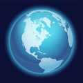 Vector World Globe Map. North America Centered Map. Blue Planet Sphere Icon. Royalty Free Stock Photo