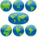 Vector world globes and map Royalty Free Stock Photo