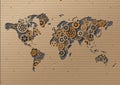 Vector World map Brown Cardboard