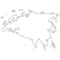Vector map Eurasia continent in the plane