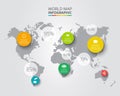 Vector world map with infographic elements. Royalty Free Stock Photo