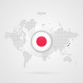 Vector World Map infographic symbol. Japanese flag icon. International global sign. Japan template for business, marketing project