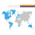 world map with Legal status of same-sex marriage