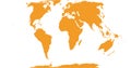 World map with outline in World Eckert II coordinate system