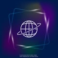 Vector world neon light icon. Flat Globe icon. Layers grouped for easy editing illustration.