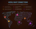 Vector world polygonal map communication infographic template with legend Royalty Free Stock Photo