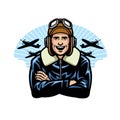 World war pilot smiling Royalty Free Stock Photo