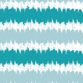 Vector woven fabric stripe effect texture seamless pattern background. Horizontal aqua blue zig zag weave style