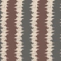 Vector woven fabric striped texture seamless pattern background. Vertical brown zig zag weave style geometric stripe