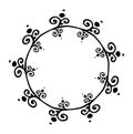 vector wreath made of a pattern of dots and spirals. drawn in the style of doodles, a round template made of small curls