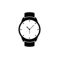 Vector wrist watch icon. Wristwatch hand clock illustration for men. Swiss flat watch