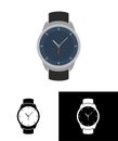 Vector wrist watch icon. Wristwatch hand clock illustration for men. Swiss flat watch Royalty Free Stock Photo