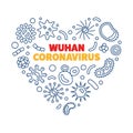 Vector Wuhan Coronavirus concept Heart linear illustration