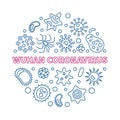 Vector Wuhan Coronavirus concept outline round illustration