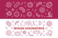 Vector Wuhan Coronavirus concept thin line banners set