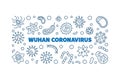 Vector Wuhan Coronavirus linear horizontal illustration