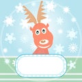 Vector Xmas card with Rudolph the Reindeer