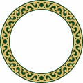 Vector Yakut round green frame. Ornamental circle of the northern peoples