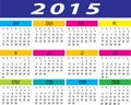 Vector of Year 2015 Colorful Monthly Calendar Template