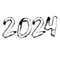 Vector 2024 year font. Handwriting bold text for banner design