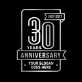 30 years celebrating anniversary design template. 30th logo. Vector and illustration. Royalty Free Stock Photo