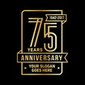 75 years celebrating anniversary design template. 75th logo. Vector and illustration. Royalty Free Stock Photo