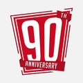 90 years celebrating anniversary design template. 90th anniversary logo. Vector and illustration. Royalty Free Stock Photo