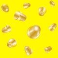 Vector yellow background from a set of gold thimbles