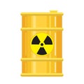 Vector yellow barrel. Dangerous goods. Radioactive element. Harmful waste