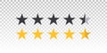 Vector yellow and black star rating bar isolated on transparent background. Element for design your website or app
