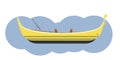 Vector gondola in yellow-blue colors. Illustrative Venetian recreational gondola isolated on a white background.