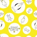 Vector yellow Circus Circles seamless pattern background.