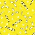 Vector yellow clubs and dogs seamless pattern.