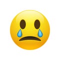Vector yellow crying emoticon with opened eyes