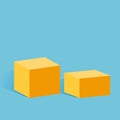vector yellow cubes isolated on blue background.