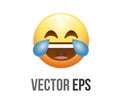 Vector yellow face laughing icon with crying tear Royalty Free Stock Photo